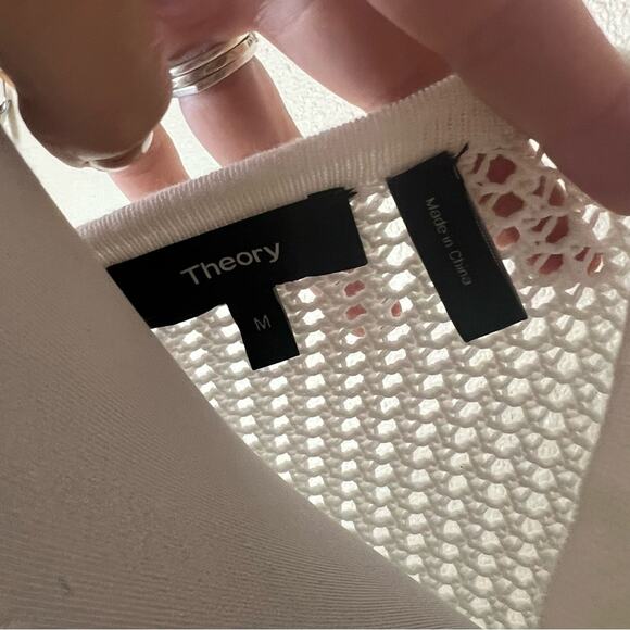 Theory white open knit crochet tunic top MEDIUM - Picture 8 of 10